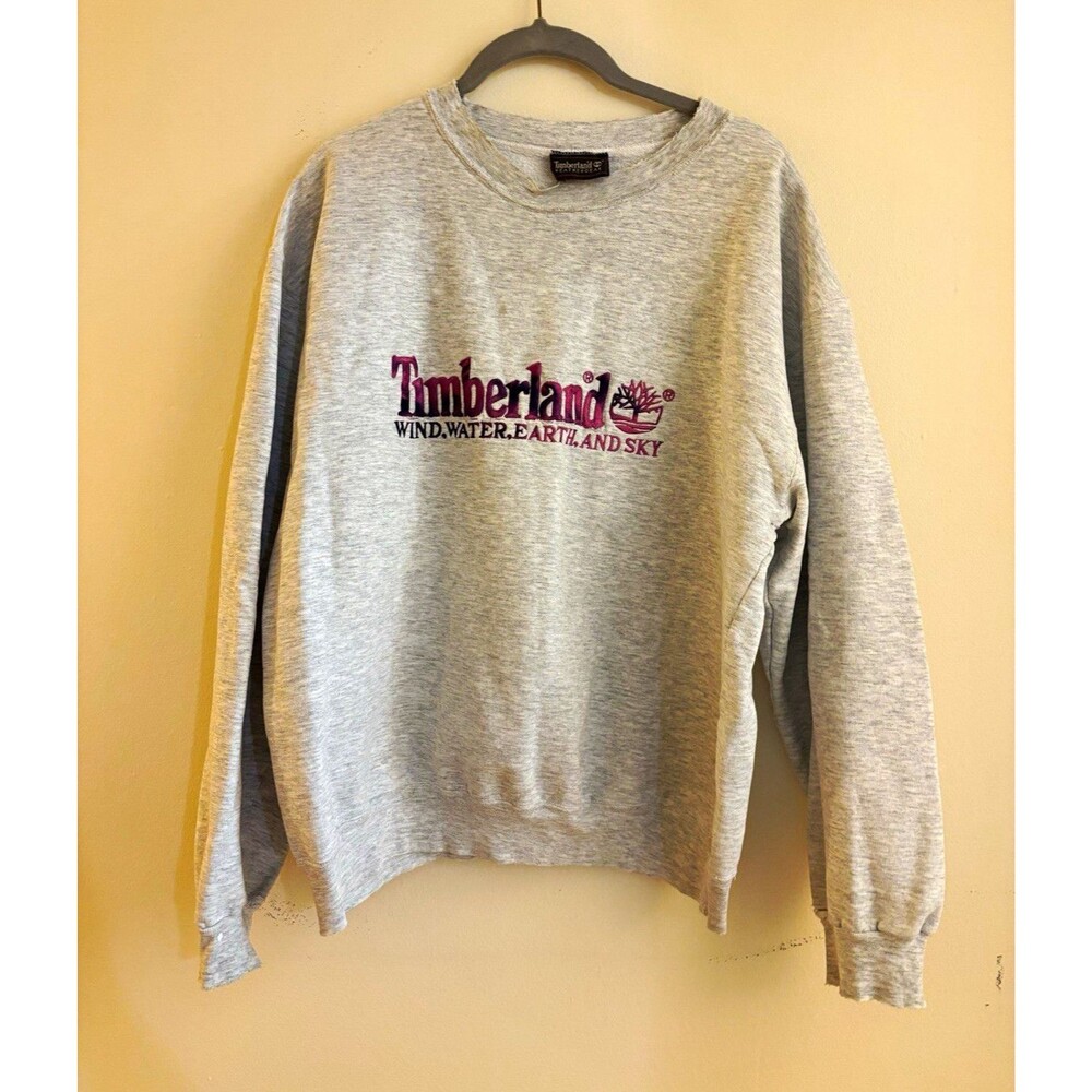 Vintage Timberland Weathergear Gray Crewneck Logo Graphic Sweatshirt